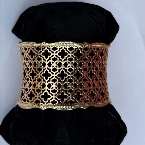 Kendra Scott Rose Gold Cuff Yellow Gold Trim Adjustable Bracelet Candice - Picture 1 of 7